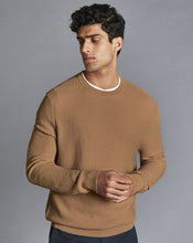 Load image into Gallery viewer, Cotton Merino Textured Crew Neck Sweater - Camel
