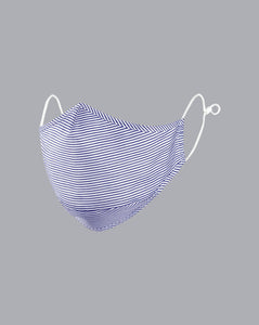 Cotton Bengal Stripe Face Mask - Navy