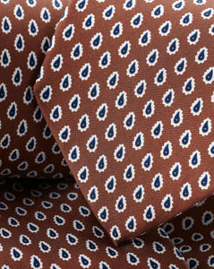 Paisley Print Silk Tie - Rust