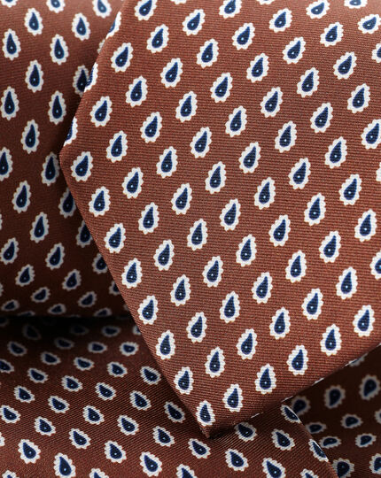 Paisley Print Silk Tie - Rust