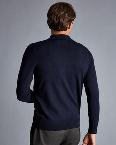 Merino Polo Sweater - Navy