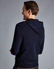 Load image into Gallery viewer, Merino Cashmere Hooded Zip Through Sweater - Navy
