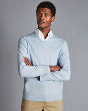 Load image into Gallery viewer, Merino V-Neck Sweater - Light Blue
