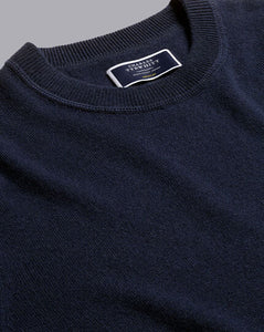 Merino Cashmere Crew Neck Sweater - Navy