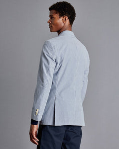 Striped Cotton Seersucker Jacket - Blue