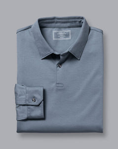 Smart Long Sleeve Jersey Polo - Steel Blue