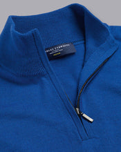 Load image into Gallery viewer, Merino Zip Neck Sweater - Ocean Blue
