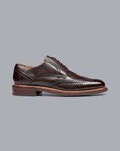 Load image into Gallery viewer, Rubber Sole Leather Derby Brogue Shoes - Dark Chocolate
