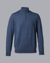 Load image into Gallery viewer, Merino Zip Neck Sweater - Indigo Melange
