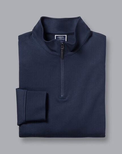 Navy Performance Zip-Neck Jumper