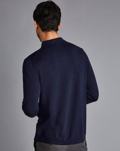 Merino Shirt Cardigan - Navy