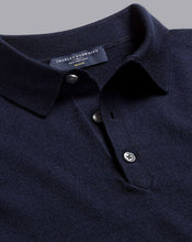 Load image into Gallery viewer, Merino Short Sleeve Polo Sweater - Navy
