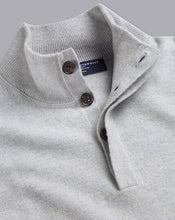 Load image into Gallery viewer, Merino Cashmere Button Neck Sweater - Silver
