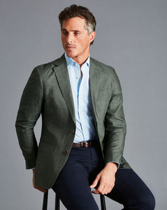 Italian Linen Jacket - Olive Green