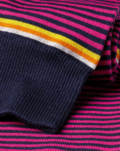 Fine Stripe Socks - Bright Pink