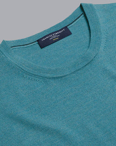 Merino Crew Neck Sweater - Teal Melange