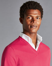 Load image into Gallery viewer, Merino V-Neck Sweater - Bright Pink

