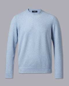 Merino Cashmere Crew Neck Sweater - Sky