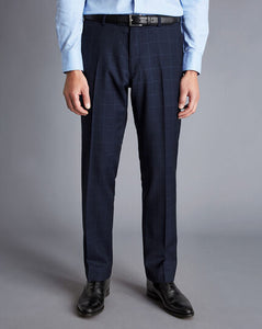 Windowpane Check Birdseye Travel Suit - Navy