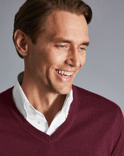 Load image into Gallery viewer, Merino V-Neck Sweater - Burgundy
