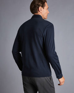 Smart Long Sleeve Jersey Polo - Navy