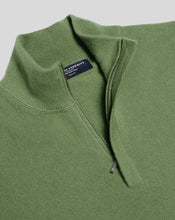 Load image into Gallery viewer, Merino Cashmere Zip Neck Sweater - Olive
