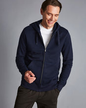 Load image into Gallery viewer, Jersey Hooded Zip Through Sweater - Navy
