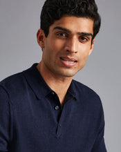 Load image into Gallery viewer, Merino Short Sleeve Polo Sweater - Navy
