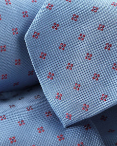 Silk Floral Tie - Sky Blue