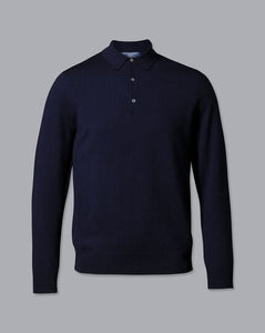 Merino Polo Sweater - Navy