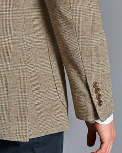 Italian Jersey Prince of Wales Check Jacket - Oatmeal