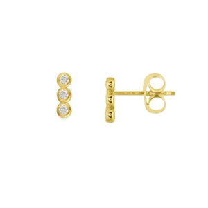 14k Diamond Trio Line Studs