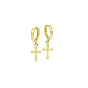 14k Gold Cross Dangle Earrings