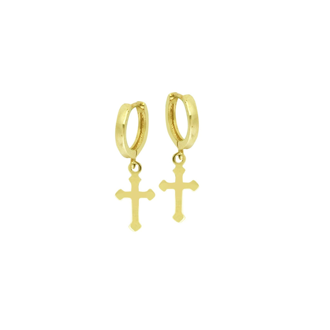 14k Gold Cross Dangle Earrings