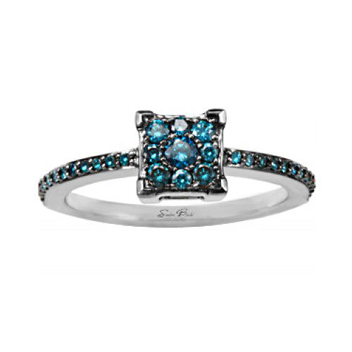 Sandra Biachi 14K White Gold And Blue Diamond Ring. Style: BC111BD