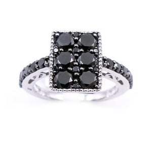 14K White Gold And Black Diamond Ring. Style: BC161BK