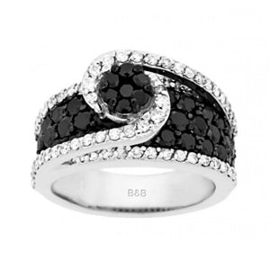 14K White Gold And Black Diamond Ring. Style: BK100-40A+