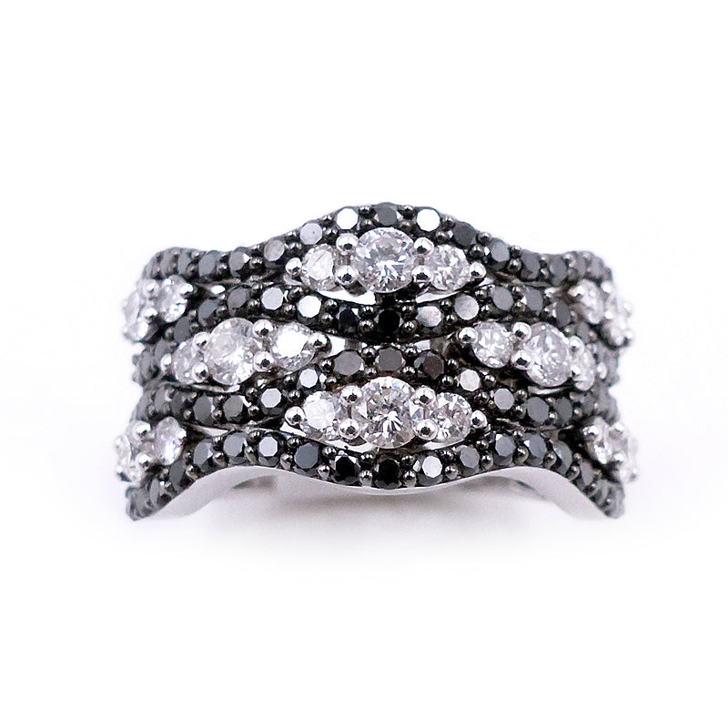 14K White Gold And Black Diamond Ring. Style: BK1023A