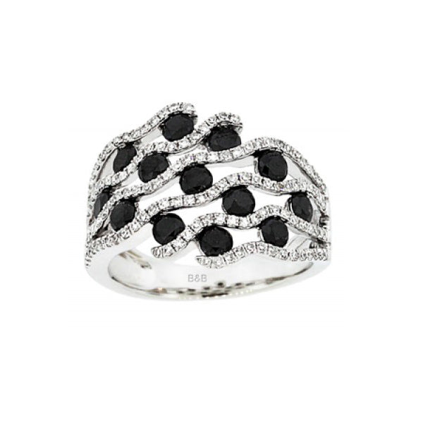 14K White Gold And Black Diamond Ring. Style: BK1024A