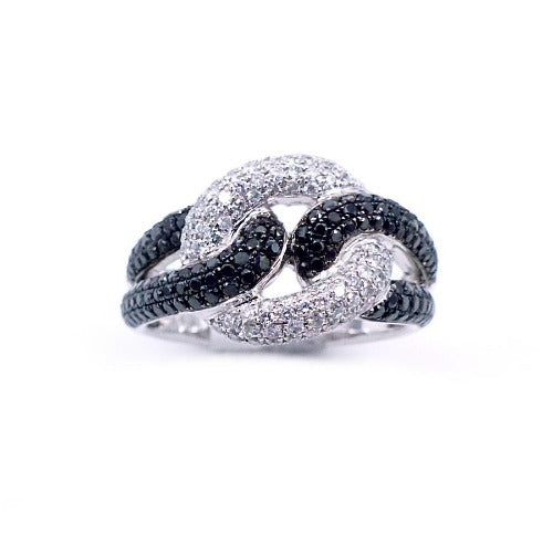 Sandra Biachi 14K White Gold, Black & White Diamond Ring. Style: BK1112A