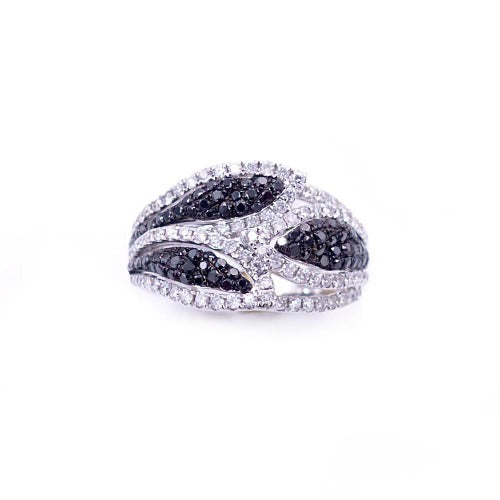 Sandra Biachi 14K White Gold, Black & White Diamond Ring. Style: BK1159A+