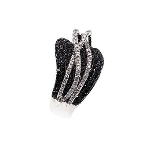 Sandra Biachi 14K White Gold With Black & White Diamond Ring. Style: BK1177A+