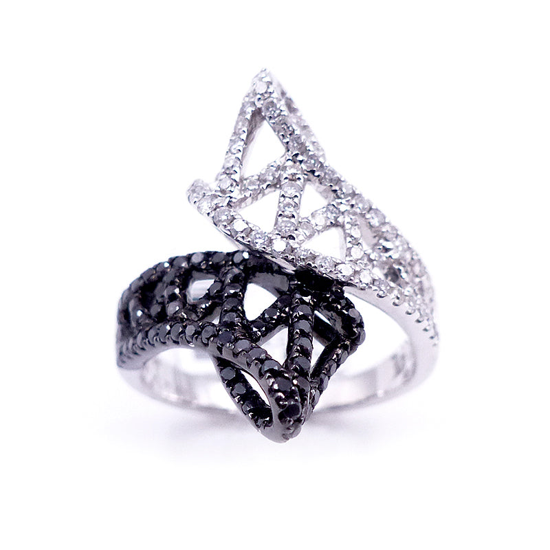 14K White Gold And Black Diamond Ring. Style: BK1183A+