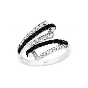 Sandra Biachi 14K White Gold with Black & White Diamond Ring. Style: BK133-1A+