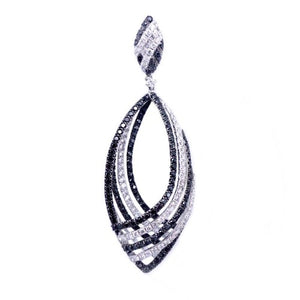 Sandra Biachi 14K White Gold with Black & White Diamond Earring. Style: BK1543A+