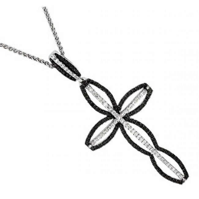 Sandra Biachi 14K White Gold with Black & White Diamond Pendant. Style: BK1552A