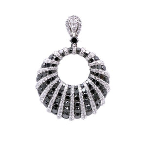 Sandra Biachi 14K White Gold with Black & White Diamond Earring. Style: BK1597A+