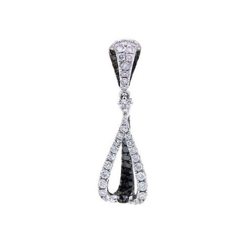 Sandra Biachi 14K White Gold with Black & White Diamond Pendant. Style: BK1671A+