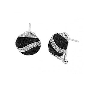 Sandra Biachi 14K White Gold with Black & White Diamond Earrings. Style: BK1915A