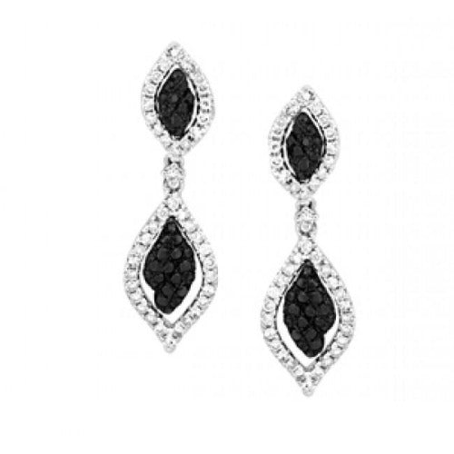 Sandra Biachi 14K White Gold with Black & White Diamond Earring. Style: BK1959A+